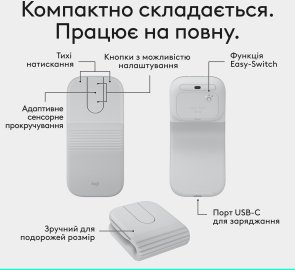 Миша Logitech Mobi Fold White (910-007631)