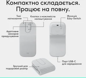 Фото: Миша Logitech Mobi Fold White (910-007631) № 3 | KTC