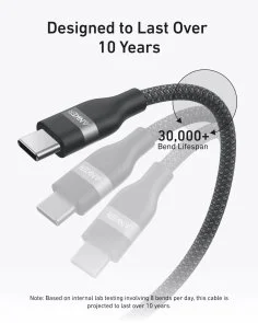 Фото: Кабель Anker Upcycled Braided 240W Type-C / Type-C 1.8m Black (A82E2H12) № 6 | KTC