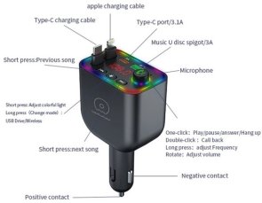 FM-Трансмітер + АЗП WUW C237 Black (6972573338177)