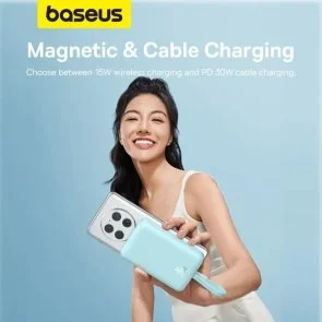 Фото: Батарея універсальна Baseus Magnetic Mini 30W 10000mAh Blue (P1002210B333-00) № 9 | KTC