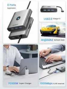 Фото: USB-хаб Orico FAX3-5P Dark Grey (FAX3-5P-GY-EP) № 3 | KTC