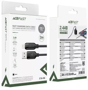 Кабель Acefast C16-06 2.4A AM / Lightning 2m Black (6974316286271)