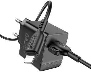 Фото: Зарядний пристрій BOROFONE BAS11A Erudite 2.1A Black with AM / Lightning (6941991104619) № 2 | KTC