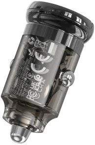Фото: Автомобільний зарядний пристрій Hoco Z53A Vision QC3.0 PD 30W Transparent Black (6942007611305) № 3 | KTC