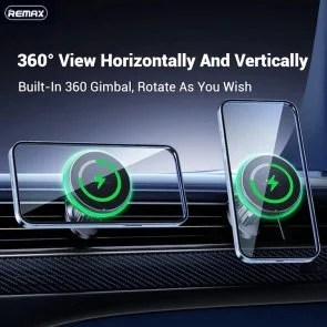 Фото: Кріплення для мобільного телефону Remax MagSafe Magnetic 15W Wireless Charging Car Mount RM-C01 Black (6954851236337) № 7 | KTC
