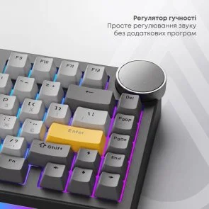 Фото: Клавіатура Ajazz AK820 V2 Coconut Flake Switch WL/BT/USB Black/Grey/Yellow (AK820-V2-CF-BGY) № 9 | KTC