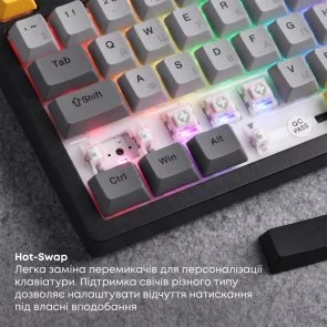 Фото: Клавіатура Ajazz AK820 V2 Coconut Flake Switch WL/BT/USB Black/Grey/Yellow (AK820-V2-CF-BGY) № 17 | KTC