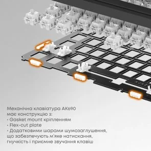 Фото: Клавіатура Ajazz AK690 Peach Mist Switch Black (AK690-PM-B) № 13 | KTC