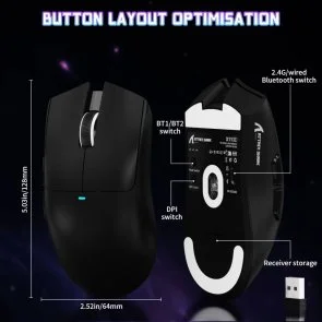 Фото: Миша Attack Shark X11SE WL/BT/USB Black (X11SEB_AS) № 8 | KTC