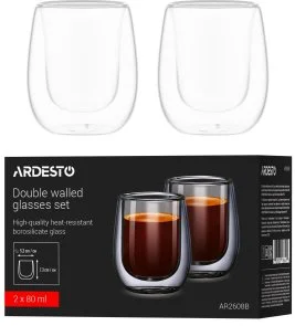 Фото: Набір чашок Ardesto 80ml 2pcs (AR2608B) № 4 | KTC