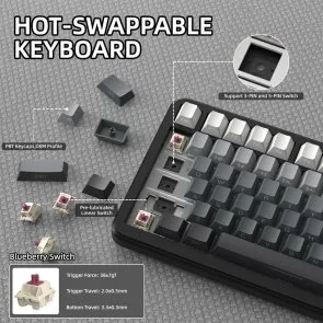Фото: Клавіатура Attack Shark X85 Pro ENG/UKR WL/BT/USB Moonlit Night (X85PROMN_AS) № 6 | KTC