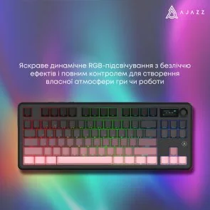 Фото: Клавіатура Ajazz MK87 Pitaya Switch WL/BT/USB Black/Pink (MK87-P-S-P) № 19 | KTC