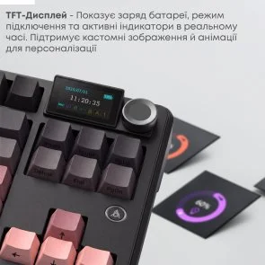 Фото: Клавіатура Ajazz MK87 Pitaya Switch WL/BT/USB Black/Pink (MK87-P-S-P) № 10 | KTC