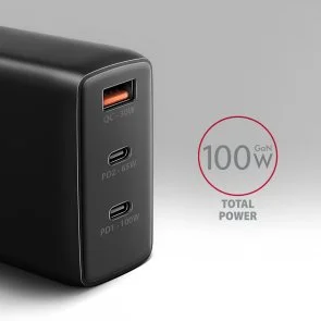 Фото: Зарядний пристрій Axagon ACU-DPQ100 PD QC3.0 GaN 100W Black № 3 | KTC
