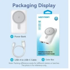 Фото: Батарея універсальна Vention FHTW0 10000mAh 22.5W White № 9 | KTC
