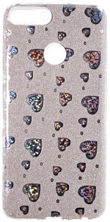 for Huawei P Smart - Glitter Heart series Superslim Silver