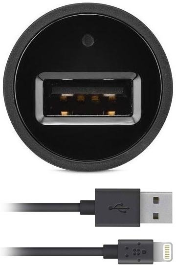 Зарядний пристрій Belkin Car Charger USB 2.4A Black with Lightning Cable (F8J177DS04-BLK)