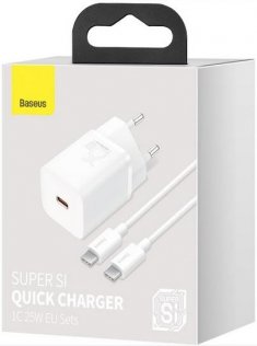 Зарядний пристрій Baseus Super Si Quick Charger 25W Mini White with Type-C cable 1m White (TZCCSUP-L02)