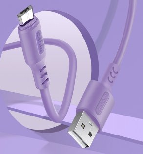 Кабель ColorWay Soft Silicone 2.4A AM / Micro USB 1m Violet (CW-CBUM044-PU)