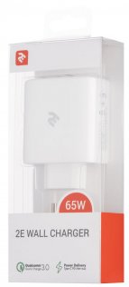 Зарядний пристрій 2E Wall Charger GaN 65W White (2E-WC3USB65W-W)