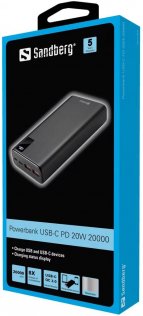 Батарея універсальна Sandberg Powerbank USB-C PD 20W 20000mAh Black (420-59)