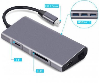 USB-хаб Dynamode Dock-USB-TypeC-HDMI-USB3.0-RJ45
