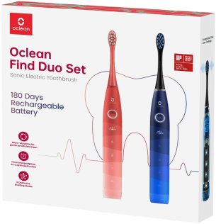 Електрична зубна щітка Oclean Find Duo Set Red and Blue (комплект 2 штуки)