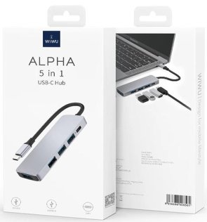 USB-хаб WIWU Adapter Alpha 541BC 5in1 Gray