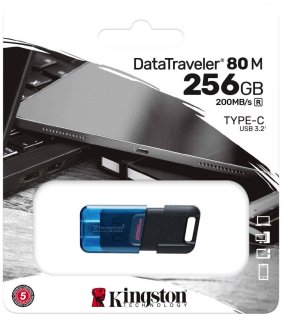 Флешка Type-C Kingston DataTraveler 80 M 256GB Blue/Black (DT80M/256GB)
