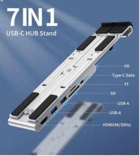 Підставка для ноутбука Choetech HUB-M43-SL 7in1 USB-C