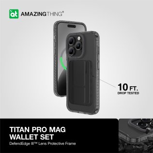 Чохол AMAZINGthing for iPhone 15 Pro Max - Titan Wallet Set Case MagSafe Black (IP156.7PTWBK)