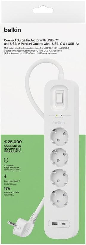 Мережевий фільтр Belkin Connect Surge Protector with USB 4/2m White (SRB001VF2M)