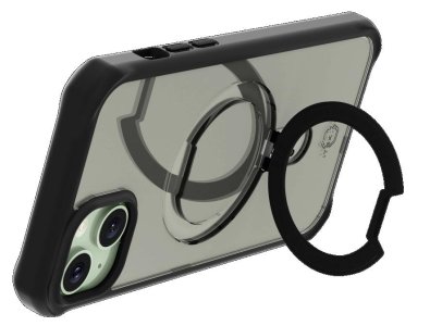 Чохол iTSkins for iPhone 15 HYBRID R Stand with MagSafe Black and transparent (AP5N-HMSTD-BKTR)