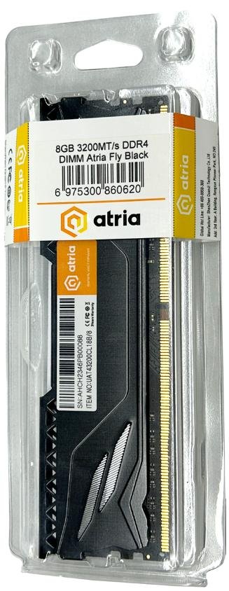 Оперативна пам’ять Atria Fly Black DDR4 1x8GB (UAT43200CL18B/8)