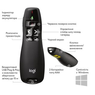 Презентер Logitech Wireless Presenter R400 (910-001356)