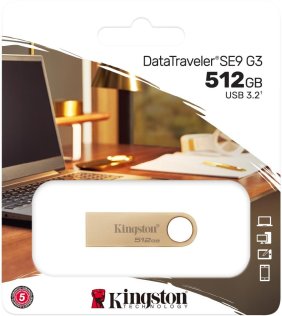 Флешка USB Kingston DataTraveler SE9 G3 512GB Gold (DTSE9G3/512GB)