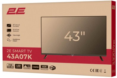 Телевізор DLED 2E 43A07KW (Smart TV, Wi-Fi, 1920x1080)