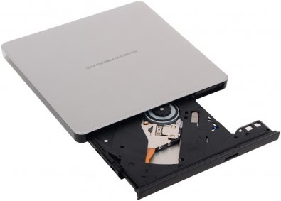 Дисковод LG GP60NS60 DVD-RW/+RW сірий (зовнішній) відкритий