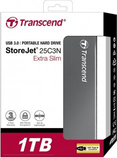 Зовнішній жорсткий диск Transcend StoreJet 25C3 (TS1TSJ25C3N) 1 ТБ сірий