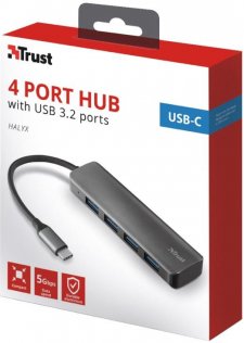 USB-хаб Trust Halyx Aluminium USB-C to 4-Port USB-A 3.2 Hub (23328)