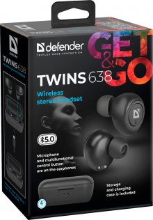 Гарнітура Defender Twins 638 TWS Black (63638)