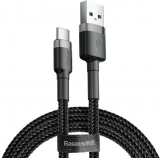 Кабель Baseus Cafule 3A AM / Type-C 1m Grey/Black (CATKLF-BG1)