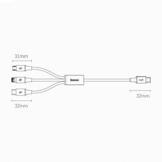 Кабель Baseus Rapid 20W AM / Micro USB / Type-C / Lightning 1.5m Black (CAMLT-SC01)