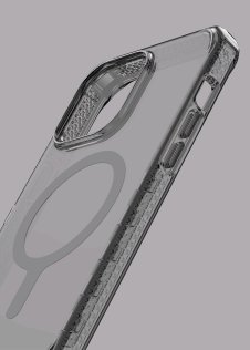 Чохол iTSkins for iPhone 14 Pro SUPREME R CLEAR with MagSafe graphite and graphite print (AP4X-MGCLR-GRPR)