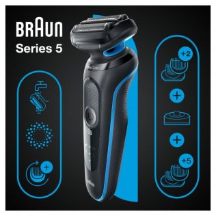 Електробритва Braun Series 5 EasyClean 51-B4650cs Wet and Dry Black/Blue (81770292)