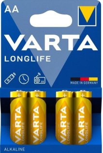  Батарейка Varta Longlife AA Alkaline BLI/4 (04106101414)
