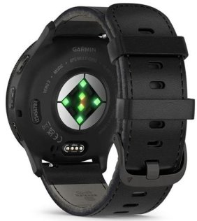 Смарт годинник Garmin Venu 3 Slate Stainless Steel Bezel with Black Case and Leather Band (010-02784-52)