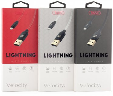 Кабель USB Recci RCL-N120 Velocity AM / Lightning 1.2м чорний