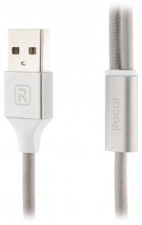 Кабель USB Recci RCD-H120 Delicate AM / microB+Lightning 1.2м сірий